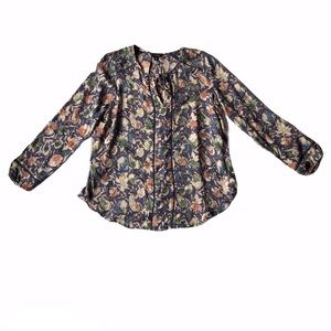 LUCKY Brand Floral Top Blouse Blue M EUC